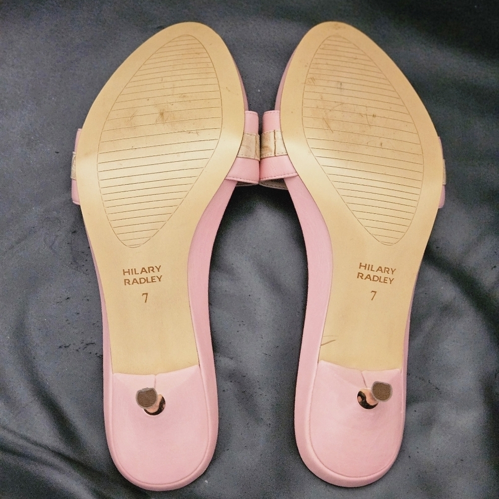 Hilary Radley Pink Embellished Women's Slides Leather  Kitty Heel Shoe Sz 7 US - Picture 9 of 11
